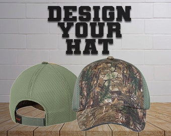 Custom Camouflage Air Mesh Back / Custom Camo Hat / Hunting Embroidered Hat / Custom Fishing Hat / Men's Custom Cap / Camo Personalized cap