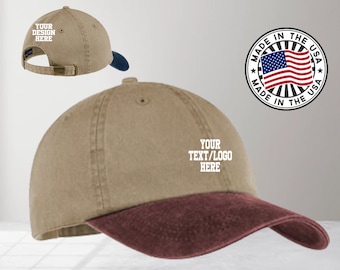 Custom Two-Tone Pigment-Dyed Cap / Custom Cap / Unisex Embroidered Hat / Custom Cap / Custom hat / HUnting Cap/ Unisex cap/ Mom Cap/ Dad cap