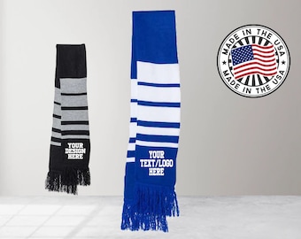 Custom Sportsman Soccer Scarf / Embroidered Unisex Scarf / Personalized Winter Scarf /  Embroidered Knit Scarf / Wholesale printed scarf