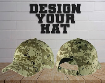 CUSTOM Digital Ripstop Camouflage Cap / Camoflage hat / Embroidered Custom logo / Custom Mens Hat / Embroidered Hats / Personalized Cap camo