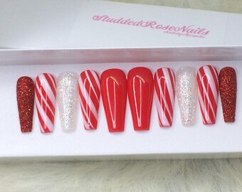 Christmas Press On Nails Etsy