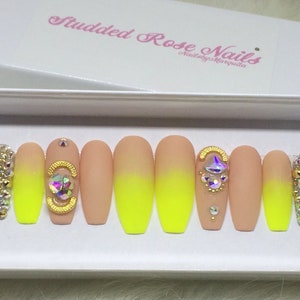 Eye Candy | Coffin Nails | Swarovski Nails | Fake Nails | Press On Nails | False Nails | Glue On Nails | StuddedRoseNails