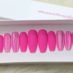 Bloom  | Coffin Nails | Fake Nails | Press On Nails | False Nails | Glue On Nails | StuddedRoseNails