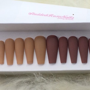 Naturally | READY TO SHIP | Coffin Nails | Fake Nails | Press On Nails | False Nails | Glue On Nails | StuddedRoseNails