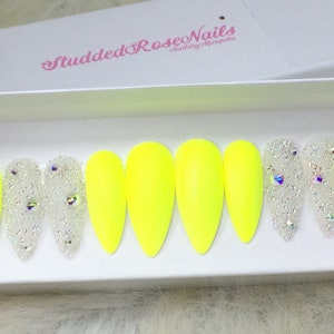 Rave | Stiletto Nails | Fake Nails | Press On Nails | False Nails | Glue On Nails | StuddedRoseNails
