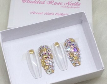 Beach Please |Hand Painted | Accent Nails  | Press On Nails | False Nails |Glue On Nails| StuddedRoseNails