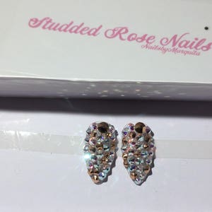 Swarovski AB & Rose Gold Accent Nails  | Bling Nails | Swarovski Nails | Press On Nails |Any Shape and Size |False Nails |Glue On Nails|