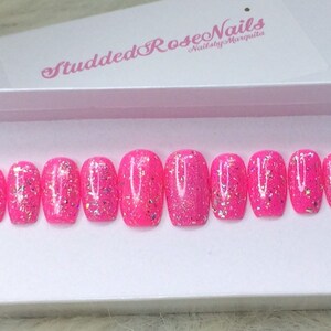 Stuck in LaLa Land | Holographic Flakes | Fake Nails | Press On Nails | False Nails | Glue On Nails| StuddedRoseNails