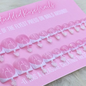 Princess Treatment | Classic Pedi | Deep Pink | Pink and Whites | Toes-On-The-Go | Press On Toenails | StuddedRoseNails