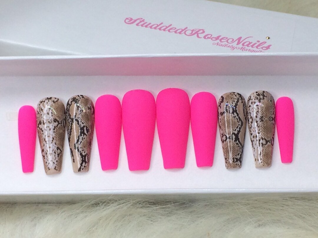 Exotic Coffin Nails Fake Nails Press on Nails False - Etsy