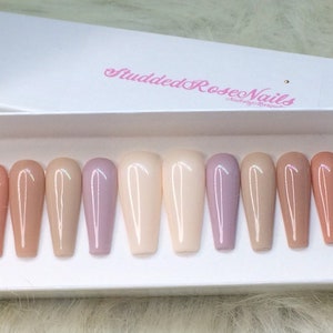 Naked | Coffin Nails | Press On Nails | Fake Nails |  False Nails | Glue On Nails | StuddedRoseNails