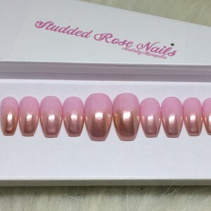 Blush | Coffin Nails | Fake Nails | Press On Nails | Any Shape and Size | False Nails | Glue On Nails | Reusable | StuddedRoseNails