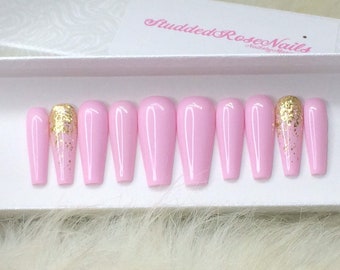 Simplicity | READY TO SHIP | Press On Nails | False Nails | Glue On Nails | Glitter Nails| StuddedRoseNails