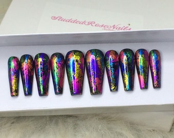 Rude Gyal | Press On Nails |Any Shape and Size | Fake False | Glue On Nails | StuddedRoseNails