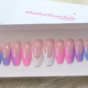 Pastel | Coffin Nails | Fake Nails | Press On Nails | False Nails | Glue On Nails | StuddedRoseNails