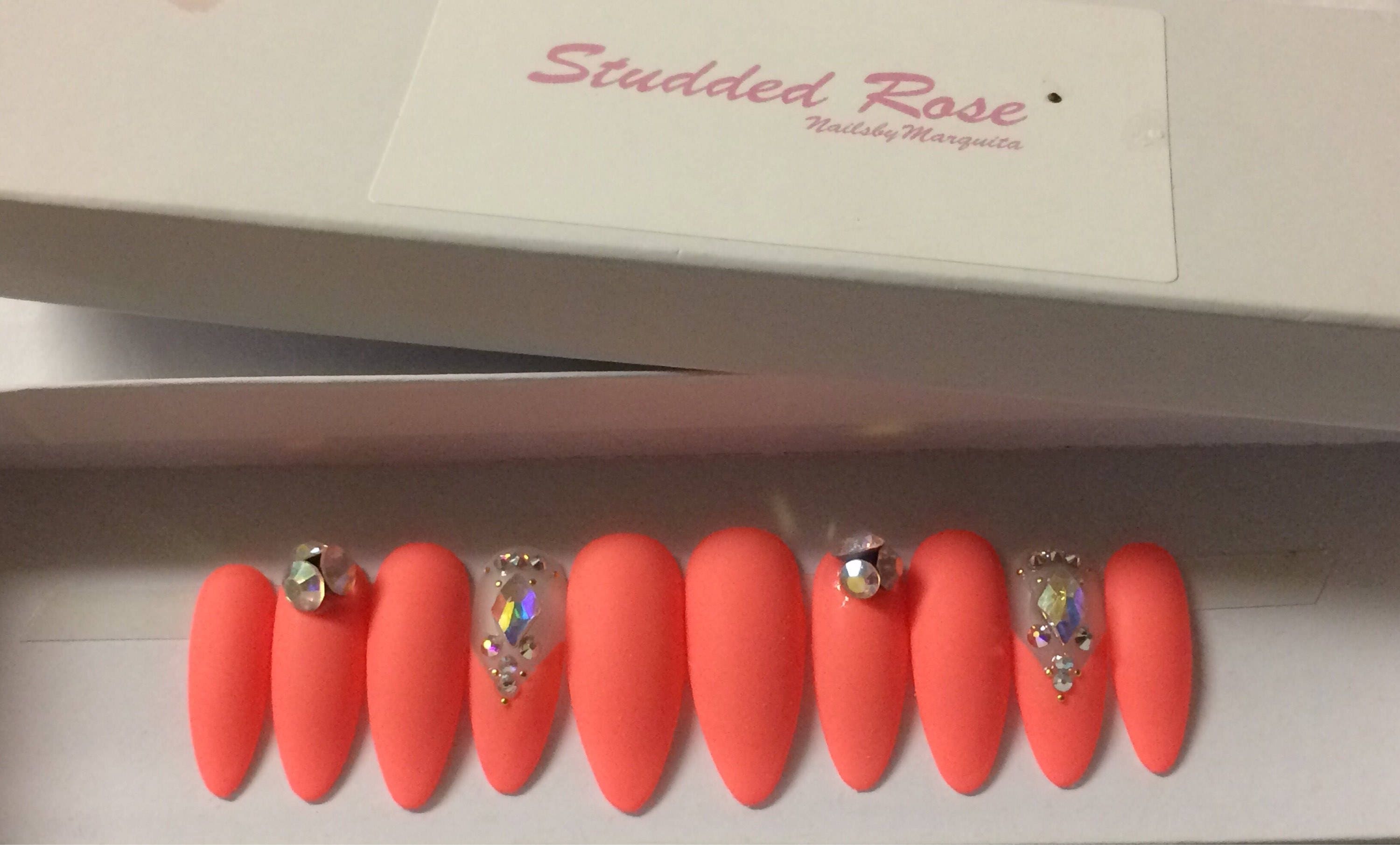 Summer Time Fine Almond Nails Fake Nails Press On Nails | Etsy