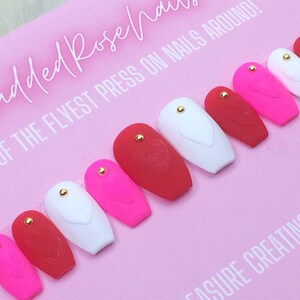 Cupids Call | Coffin Nails | Fake Nails | Press On Nails | False Nails | Glue On Nails | StuddedRoseNails