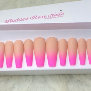 No Shade | Ombre Nails |Coffin Nails | Press On Nails |Any Shape and Size | Fake Nails |Glue On Nails| False Nails | StuddedRoseNails