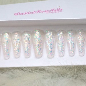 Sweet Talk | Glitter Nails | Acrylic Nails | Coffin Nails | Fake Nails | Press On Nails | False Nails | Glue On Nails | StuddedRoseNails