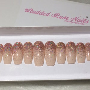 Cosmopolitian | Glitter Nails | Glitter Fade Nails | Fake Nails | Press On Nails | Any Shape and Size | False Nails |Glue On Nails| Reusable