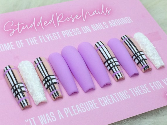 Cashmere | Coffin Nails  | Press On Nails | False Nails | Glue On Nails | StuddedRoseNails