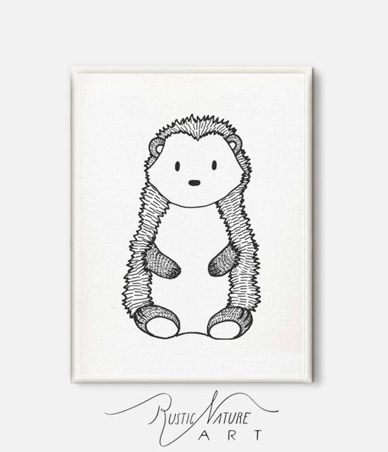 Black and White Cute Animal Wall Art Set of 4. Minimal Art Nursery