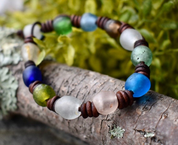 African Sea Glass Bracelets Taupe