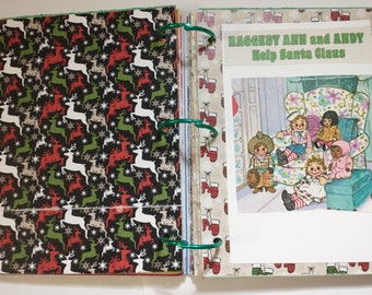 Handmade Christmas Journal |Raggedy Ann And Andy Help Santa Claus| Memory BooK| Journal| Keepsake