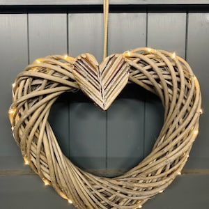 Heart Door Decoration | Wall Decor | Simple Wreath | Willow | LED Lights | Unique | Ecofriendly | Indoor Heart