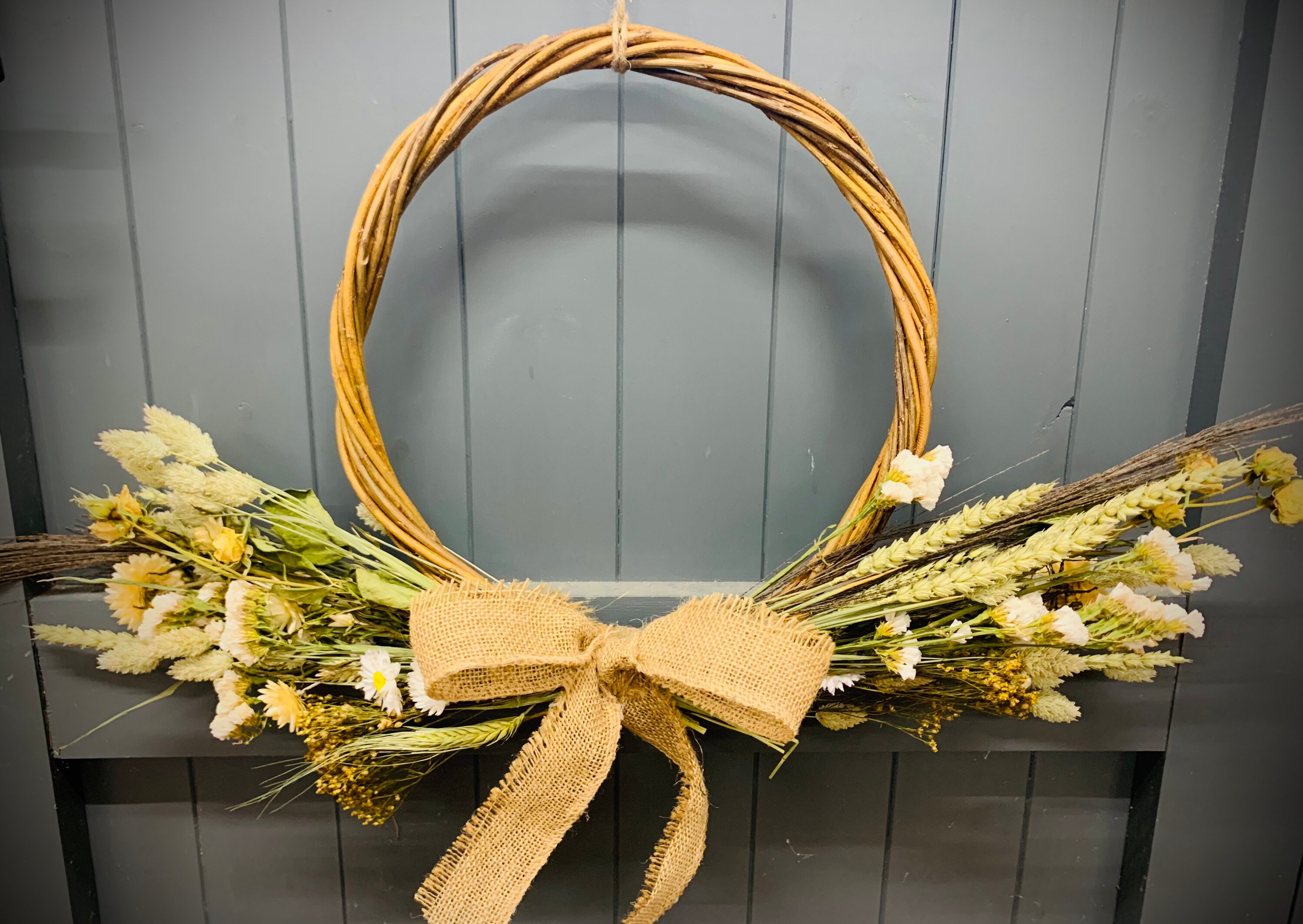Willow & Dried Flower Wreath / Natural Colours / Dried Flower Etsy
