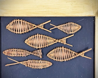 Kit d'artisanat en saule Poisson | Kit de fabrication maison | Kit de tissage de saule | École | DIY | Pour 12+ décorations | Kit d'artisanat | Respectueux de l'environnement