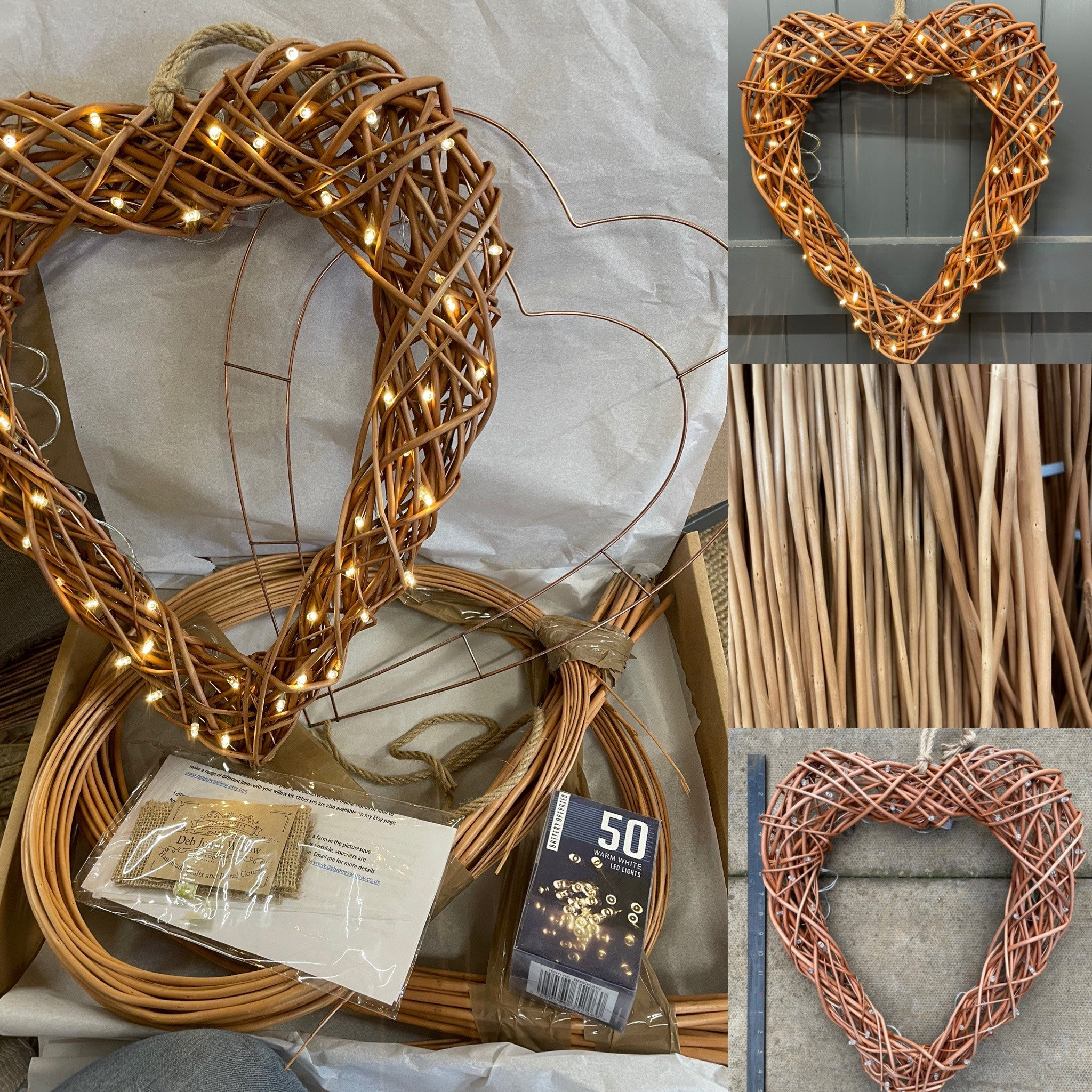 Willow Craft Kit Make at Home Kit Large 18 Willow Heart Wreath 50 LED Lights Willow Heart Wall Decoration Christmas Wedding Etsy UK