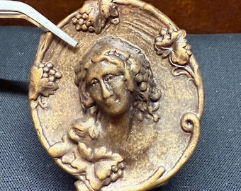 Large Oval Brass Cameo Stamping - Lady Portrait - 1 piece