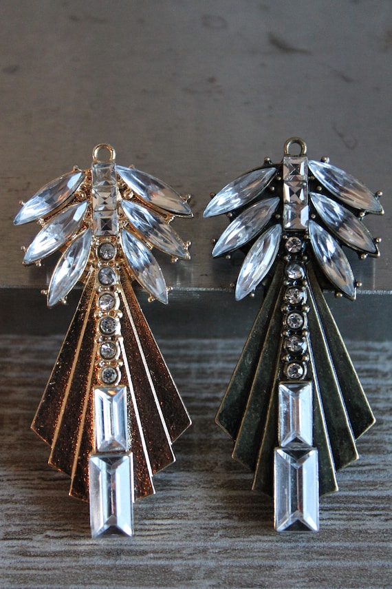 Pendentif Vintage Doré Avec Strass - Ancien, En Métal, Style Rétro Années 70/80