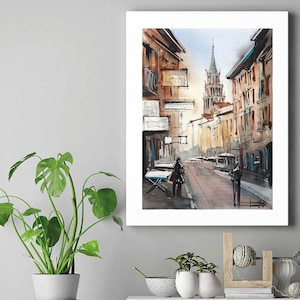 Aquarelle originale de Toulouse en France