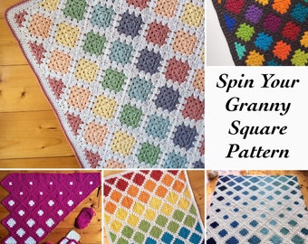 Spin Your Granny Square blanket pattern, Crochet PATTERN (US & UK terms) - Afghan pattern, blanket pattern, throw pattern, baby blanket