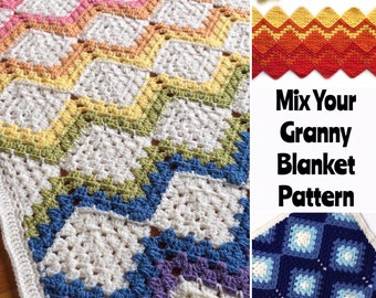 Mix Your Grandma Decke Häkelmuster, afghanische Muster, Decke Muster, Überwurf Muster, Baby Decke Muster