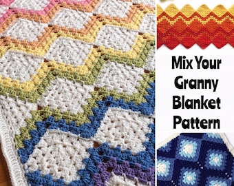 Mix Your Grandma Square Häkeldecke Muster (US & UK Begriffe) (PDF-Muster)