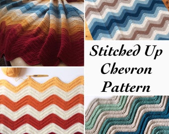 PATTERN all'uncinetto Chevron cucito (termini USA e Regno Unito), motivo chevron, motivo afgano, modello coperta, modello di lancio, coperta per bambini