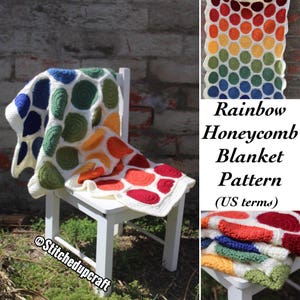 Rainbow Honeycomb Crochet PATTERN (US & UK terms), Afghan pattern, blanket pattern, throw pattern, baby blanket