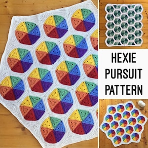 Hexie Pursuit crochet PATTERN (US & UK terms), crochet hexagon pattern, baby blanket pattern, blanket pattern, afghan pattern