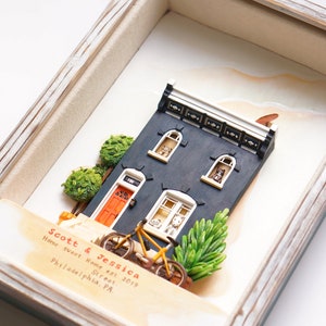 Custom Clay House Miniature, Framed Clay House Replica, House Warming Gift, Home Moving Gift, First Home Gift, Realtor Closing Gift image 3