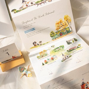 Herbstliche Brücke Hochzeitseinladung, Laubwerk Benutzerdefinierte Handgezeichnete Aquarell-Illustration Hochzeitseinladung SAMPLE 107