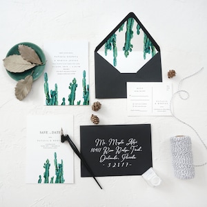 Minimal Cactus Succulent Desert Invitation, Palm Spring Wedding Invitation, Desert Cactus Invitation SAMPLE 54