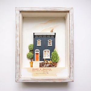 Custom Clay House Miniature, Framed Clay House Replica, House Warming Gift, Home Moving Gift, First Home Gift, Realtor Closing Gift image 1