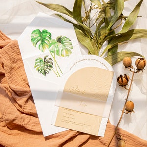 Playful Luxe Tropical Party Wedding Invitation SAMPLE 108