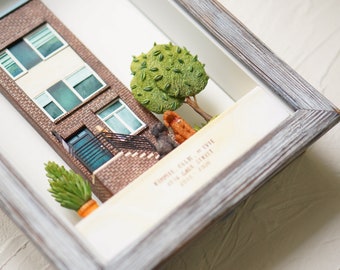 Personalized Clay House Miniature, Framed 3D Clay House, Realtor Closing Gift, House Warming Gift, First home Gift, House Sculpture