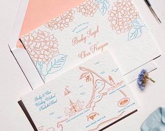 Letterpress Nantucket Classic Wedding Invitation SAMPLE 98