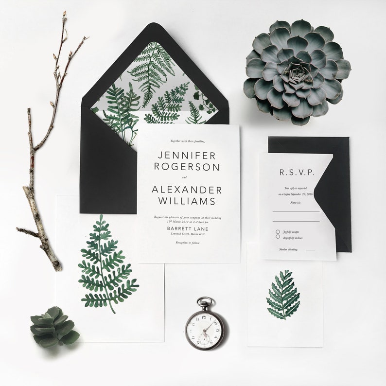 Botanical Greenery Invitation Forest Fern Leaves Watercolor Wedding Invitation Greenery Forest Wedding Digital Instant File #04 Download
