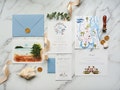 Custom Watercolor Illustration Wedding Invitation, Hand-drawn Venue Map Wedding Logo Dusty Blue Destination Wedding Invite SAMPLE 77 product logo